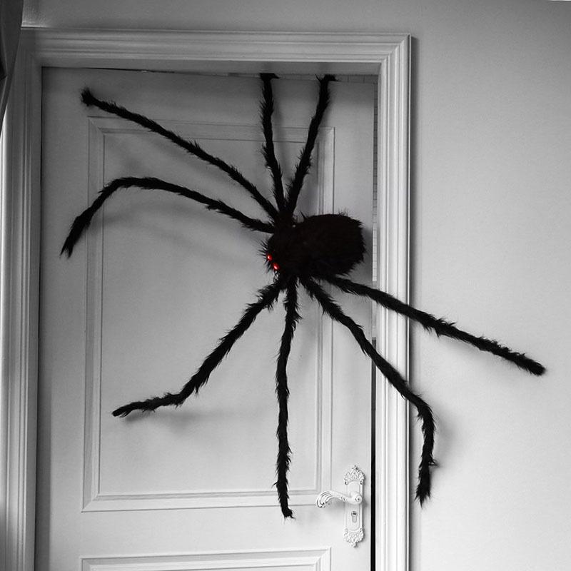 Scary Black Spider With Long Hairy Legs For Spooky Halloween Indoor Outdoor Decor