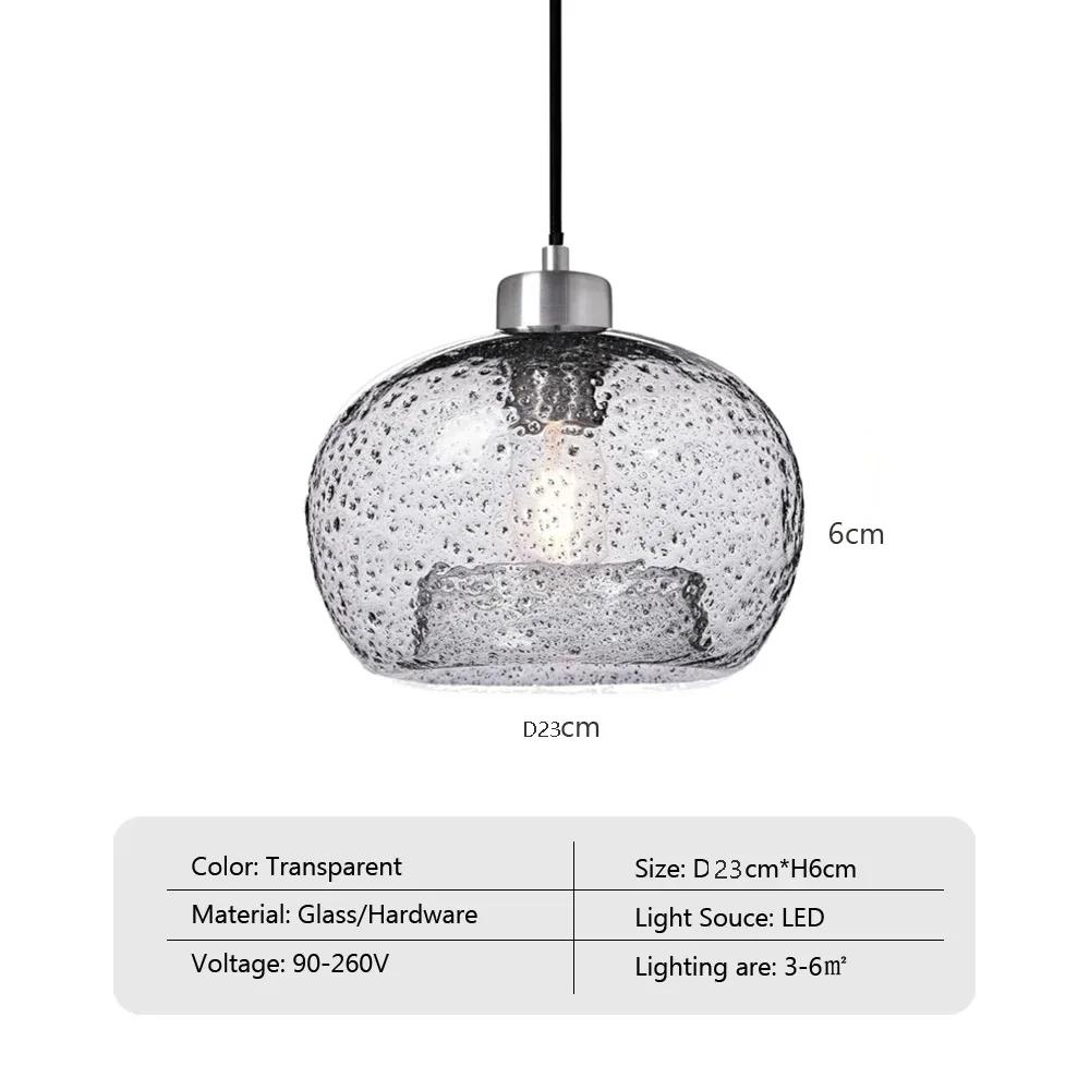 

Подвесной светильник из скандинавского художественного стекла, винтажная люстра с пузырьковой глазурью, подвесной светильник для столовой, бара, спальни, крыльца, чердака, проволочная люстра No bulb