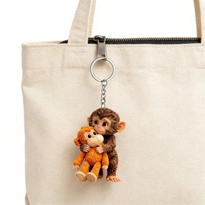 Babyaffe Umarmung Plüschtier Schlüsselanhänger Niedliches Tier Taschenanhänger für Schlüssel Taschen Rucksäcke Zubehör Geschenke für Freunde