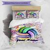 3PC Custom Name Vibrant Volleyball Celebration Bedding Set Duvet Cover Closure Includes 1 Duvet Cover & 2 Pillowcases for Bedroom