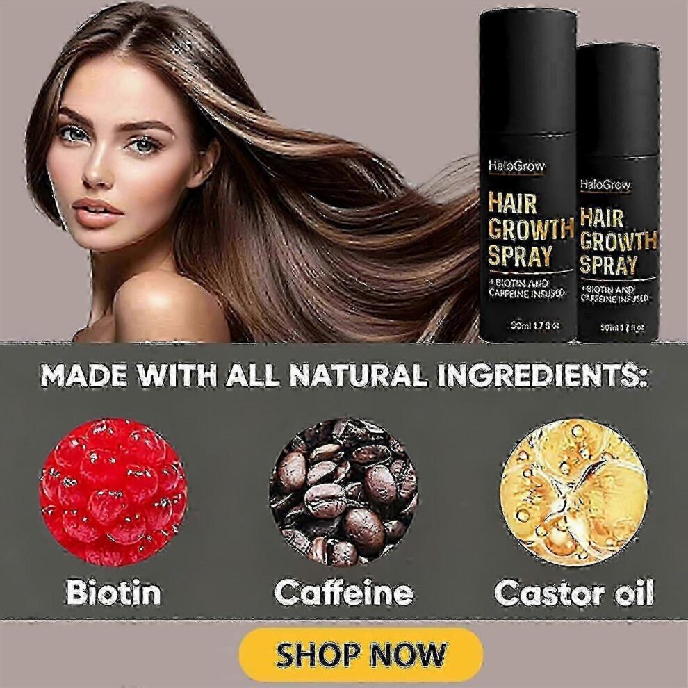 HaloGrow Hair Growth Spray with Biotin & Caffeine - Fast-Acting Hair Regrowth Treatment for Thinning Hair In Men and Women