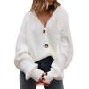 Knitted Cardigan Solid Color Long Sleeve Polyester Single-Breasted Women Sweater for Autumn