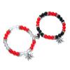 2 Halloween spider pendants, red and black bead bracelets, couple style heart-shaped bracelets
