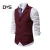 Men Suit Vest Lapel Sleeveless Single Breasted Slim Fit Waistcoat with Flap Pockets Solid Color Formal Business Vest Coat