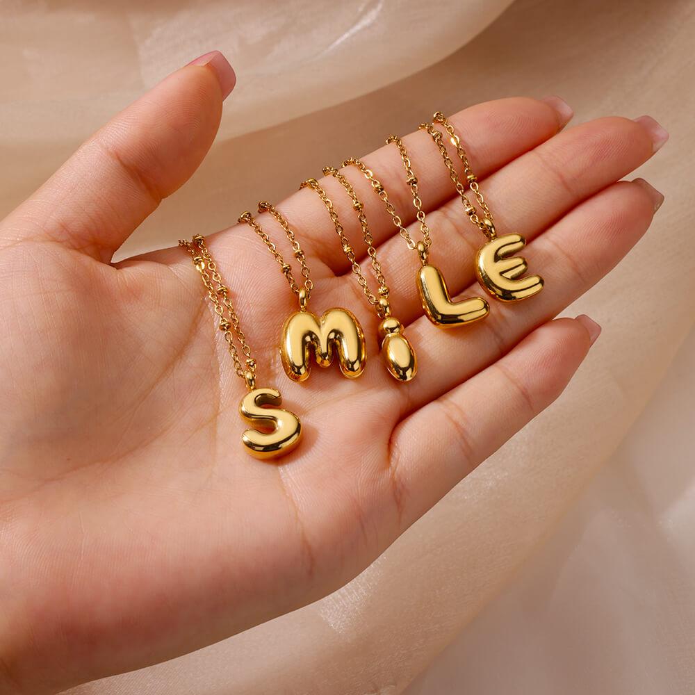 Chunky Initial Letter Stainless Steel Necklaces For Women Gold Color A-Z Letter Necklace Wedding  Fashion Party Jewelry Gift Bff