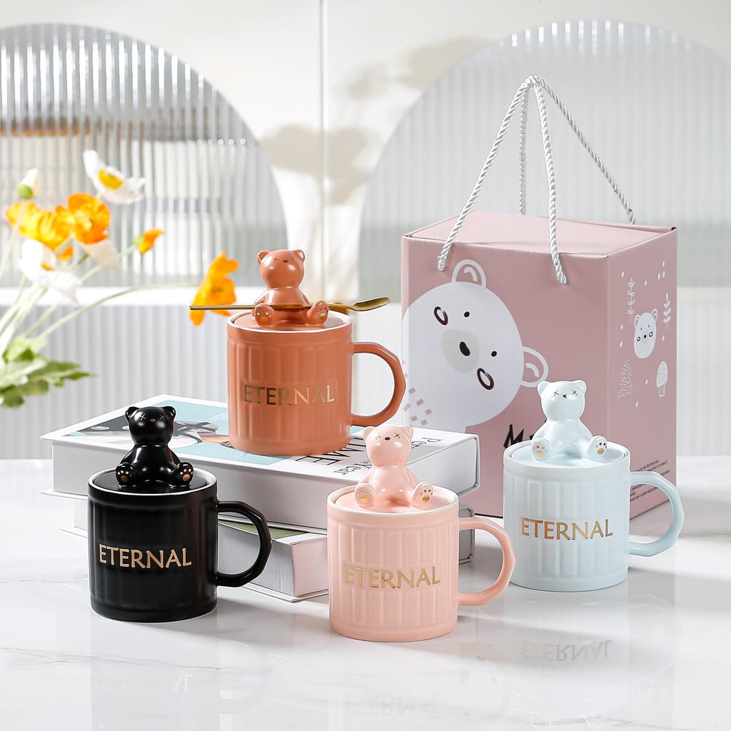 High-Value Wind Ceramic Cup With Lid Household Couple Coffee Cup Creative Souvenir Water Cup