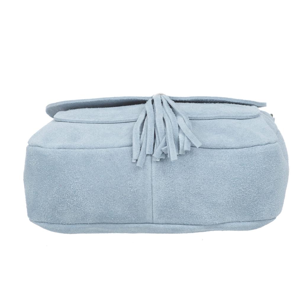 Blue Vera Pelle Vanita Suede Leather Handbag