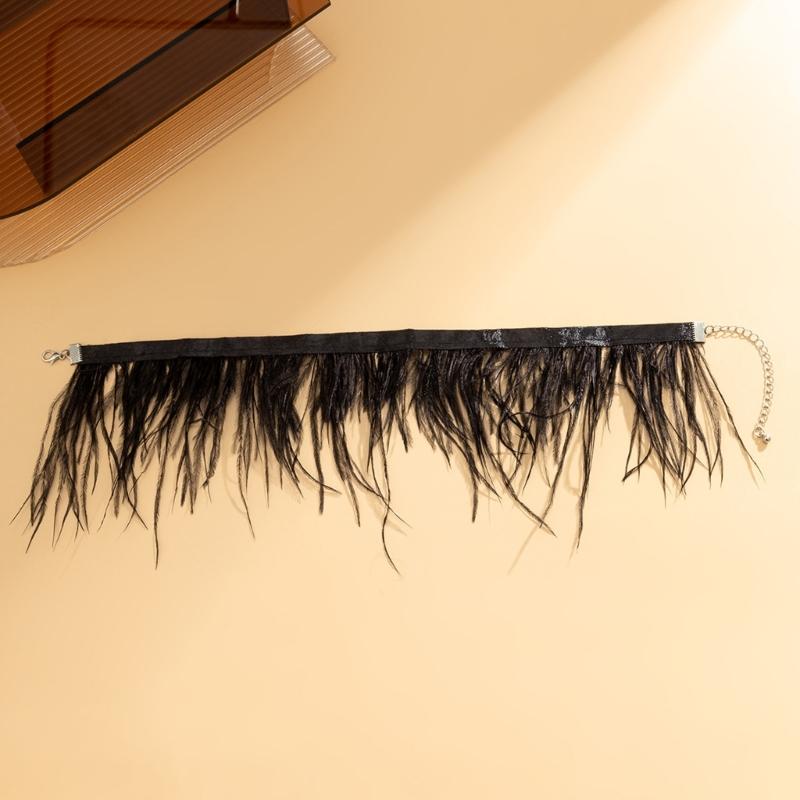 Unique Black Feather Choker Necklace Vintage Clavicle Chain Jewelry Fashion Gothic Neck Chains Party Accessories