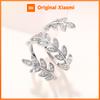 Huitan Silver Color Women Ring Leaf Vine Design Fresh Style Party Wedding Trendy Accessories Elegant Versatile Jewelry Inlaid CZ