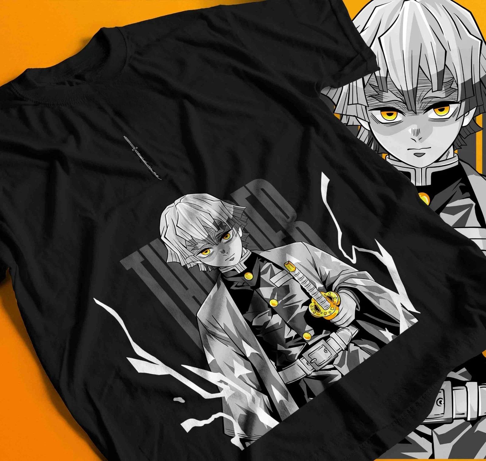 Zenitsu TShirt Demon Slayer Kimetsu No Yaiba Tshirt Nezuko Tanjiro Anime Summer Unisexs and Womens Breathable Tshirt Top S