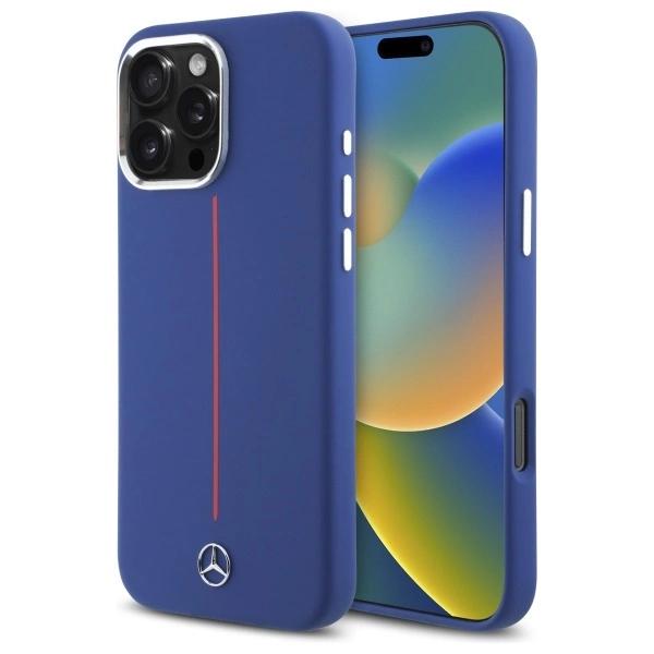 Mercedes Mehmp16X23Sumrv Iphone 16 Pro   Max 6.9 Granatowy/Navy Hardcase Silicone Red Stripe Magsafe
