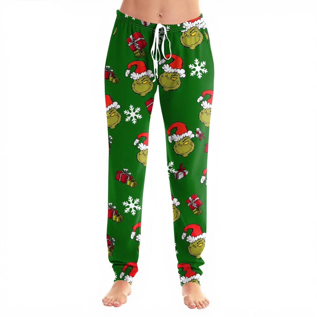 Women's Christmas Print Cuffed Jogger Pants with Pockets Casual Pants