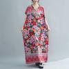 Women's Summer Boho V-Neck Maxi Dress C Flowy Vintage Print Rayon Caftan, Loose Fit Beach Cover-Up