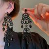 Silver Needle Feather Fringed Earrings Long Light Luxury Atmospheric Stud Earrings Personalized Design Earrings