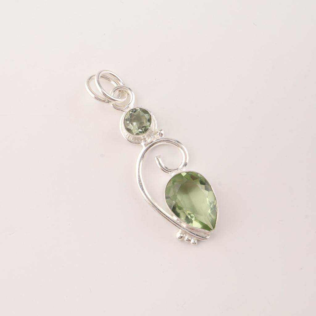 Green Amethyst Gemstone 925 Sterling Silver Jewelry Partywear Pendant 1.47" Women Jewelry For Anniversary Gift PP-31-27