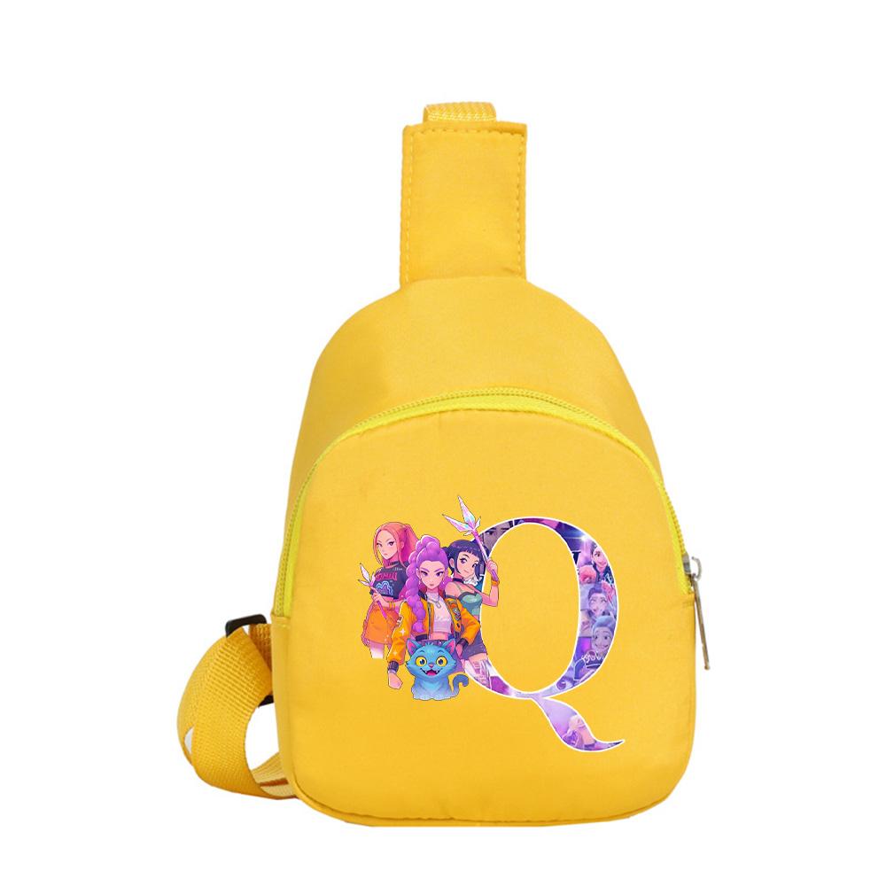 Anime Cartoon 26 English Letter K-Pop Demon Hunters Printed Chest Pack for Boy Girl Shoulder Bag Student Portable Crossbody Pouch Kid Christmas Gift