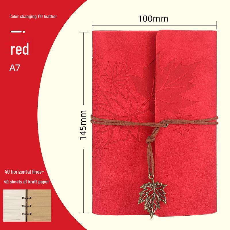 Maple Leaf Retro Loose-Leaf Notebook with Customizable Logo and Skin-Feel Cover
