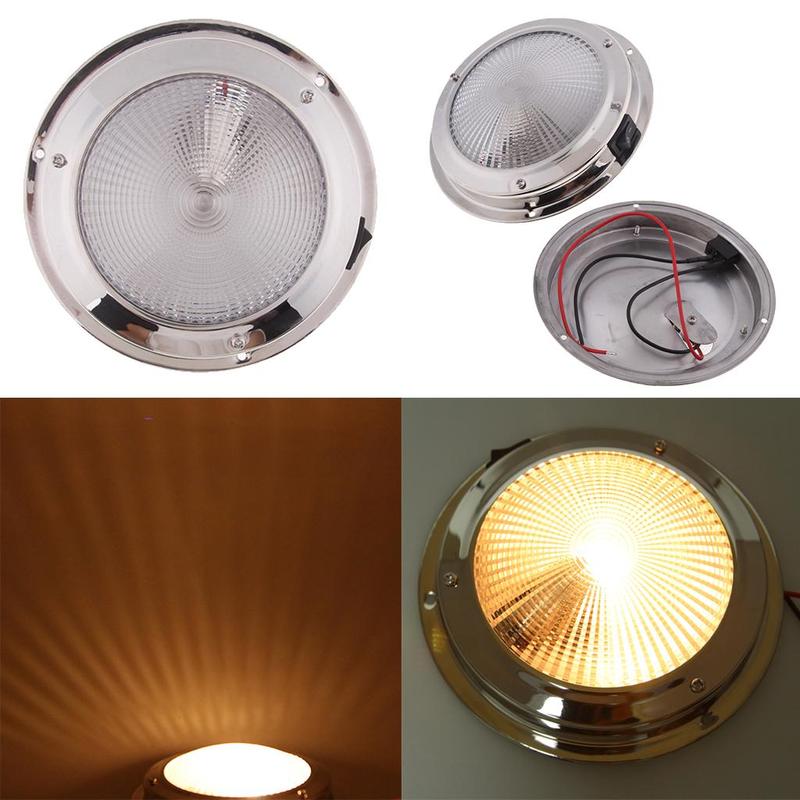 12V 10W Stainless Steel Marine Boat Ceiling Cabin Dome Interior Light Warm White color Dia 138mm Ceiling Dome Light