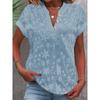 Summer Casual V-neck Shirt Blouse Women Fashion White Jacquard Short Sleeve Shirts Women 2026 Office Ladies Elegant Blouse Tops
