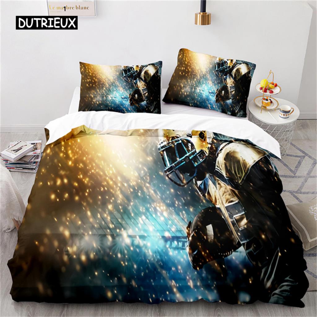 Twin Boy Sports Duvet Cover Football Bedding Set Microfiber Ball Sport Comforter Cover For Kids Teen Men Gifts Bedroom Decor
