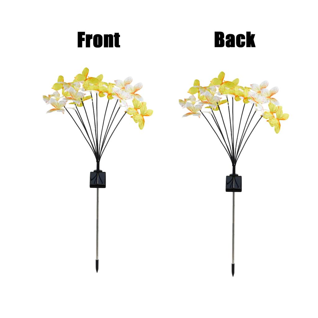 Solar Butterfly Flower Garden Light LED Outdoor Yard Lawn Decorative Lamp with Multiple Butterfly Design and Flexible Stems for Landscape Lighting