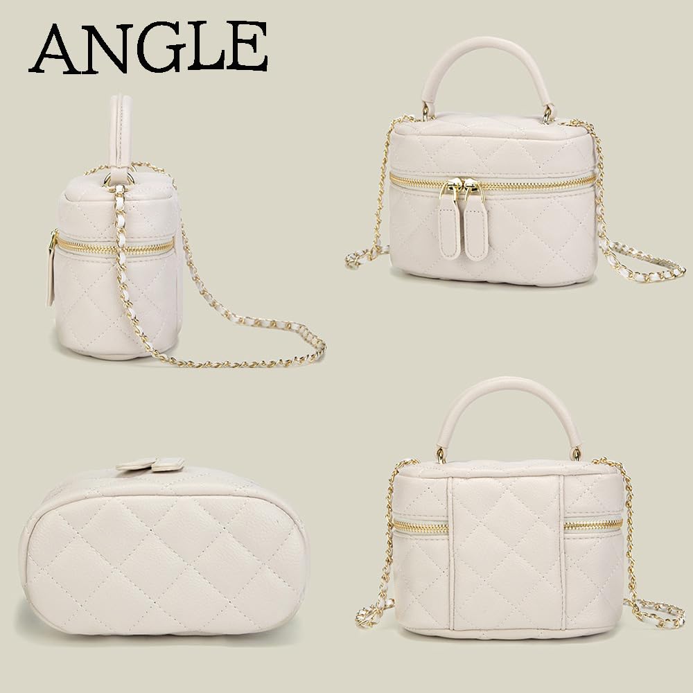 Gesteppte Kosmetiktasche Umhängetasche Kettentasche Stilvolle Crossbody Leichtgewichtige 2-Wege [LEOLEO] Damen (Schwarz)