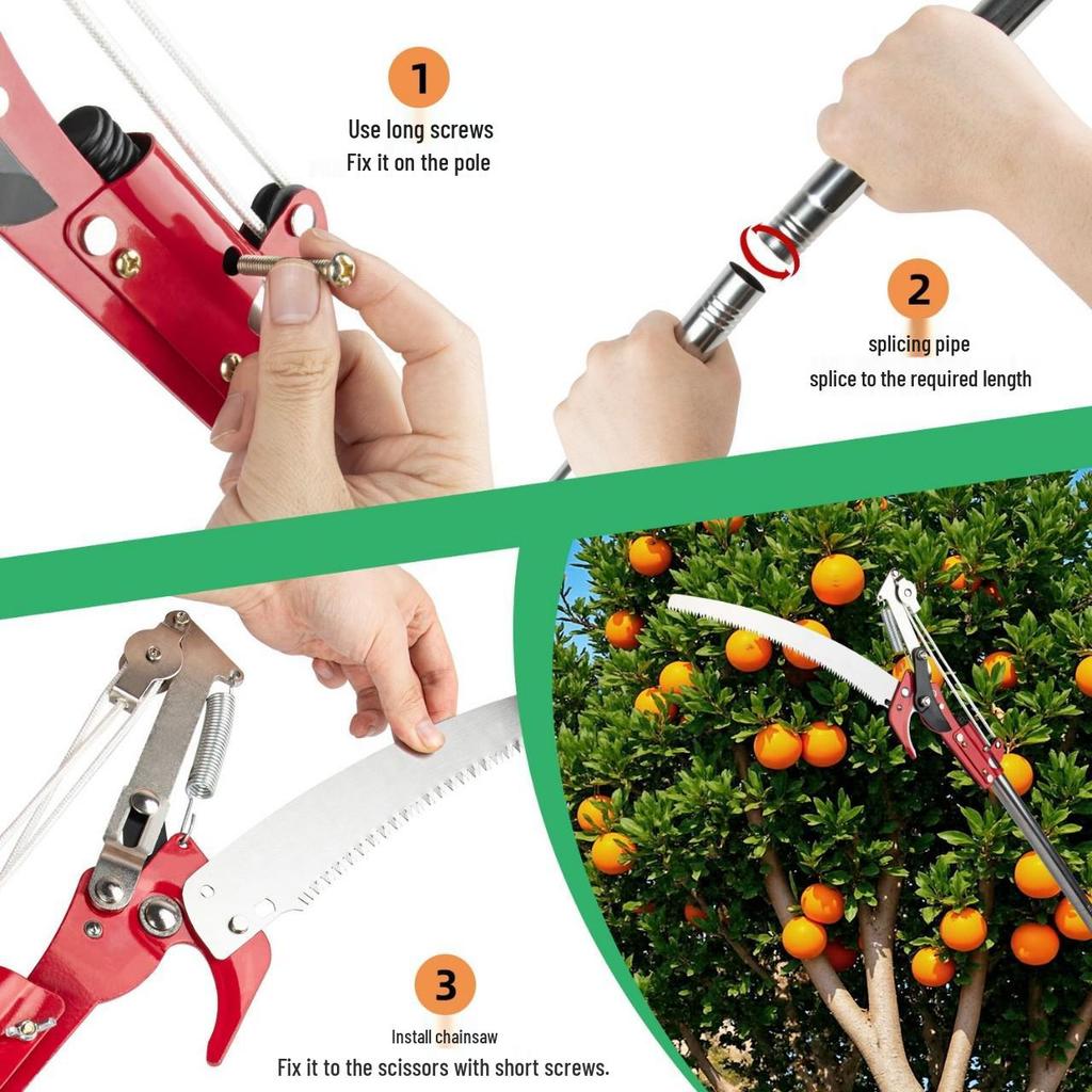 High-Altitude Tree Pruner with Labor-Saving Splicing Pole