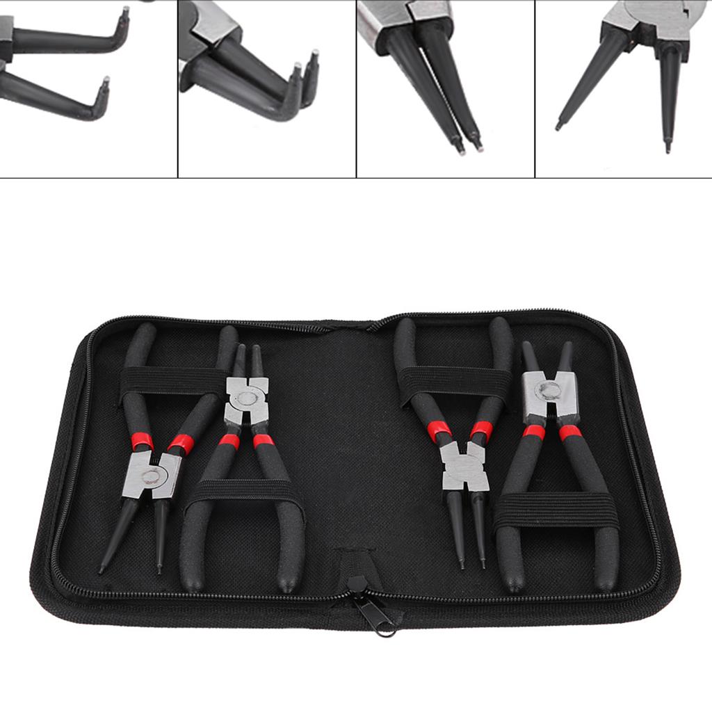 4Pcs 7inch Circlip Plier Internal External Bent Straight Snap Ring Circlip Pliers Tool