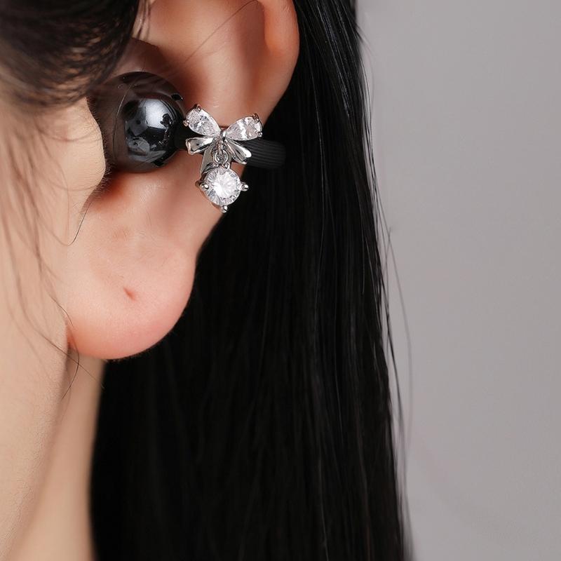 Elegant Mini Butterfly Shape Ear Clip With Sparkling Zircon For Freeclip 1 2 Earbud Not Need Piercing Clip On Charm