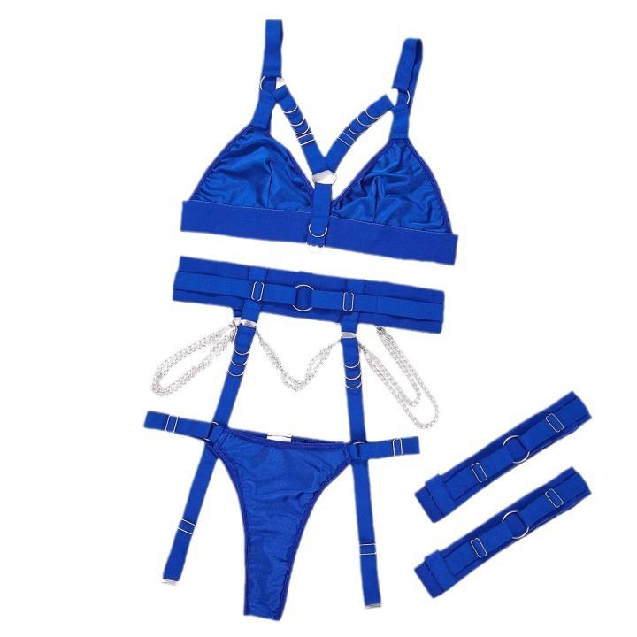 European and American large size straps, sexy breasts, three-point erotic underwear, tight passion temptation orgasm suit