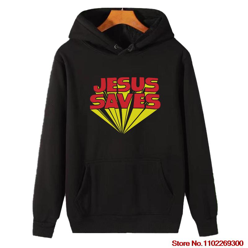 Jesus Saves Funny Graphic Cotton Thick Sweater Hoodie Sweatshirts For All Ages Fleece Hoodie Winter Unisex Sportswear Hoodies
