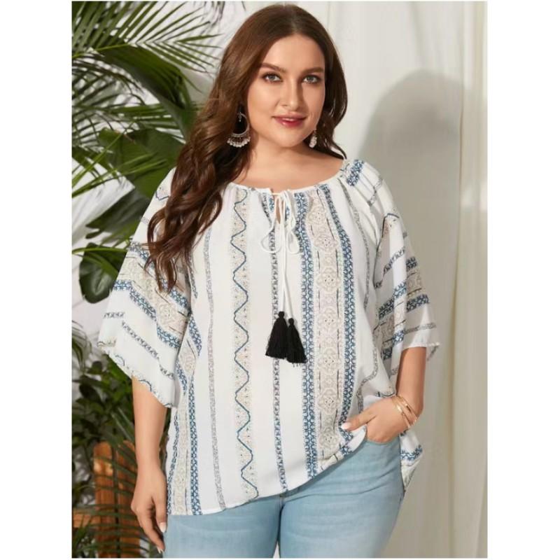 

Женская летняя футболка большого размера, свободная, удобная, с круглым вырезом и рукавом пять четвертей, топы для поездок на работу M