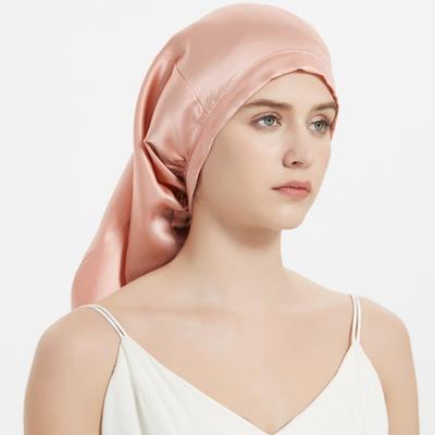 100% Maulbeerseide Schlafhaube für langes und lockiges Haar Nachtmütze mit verstellbarem Haarwickel für Damen
