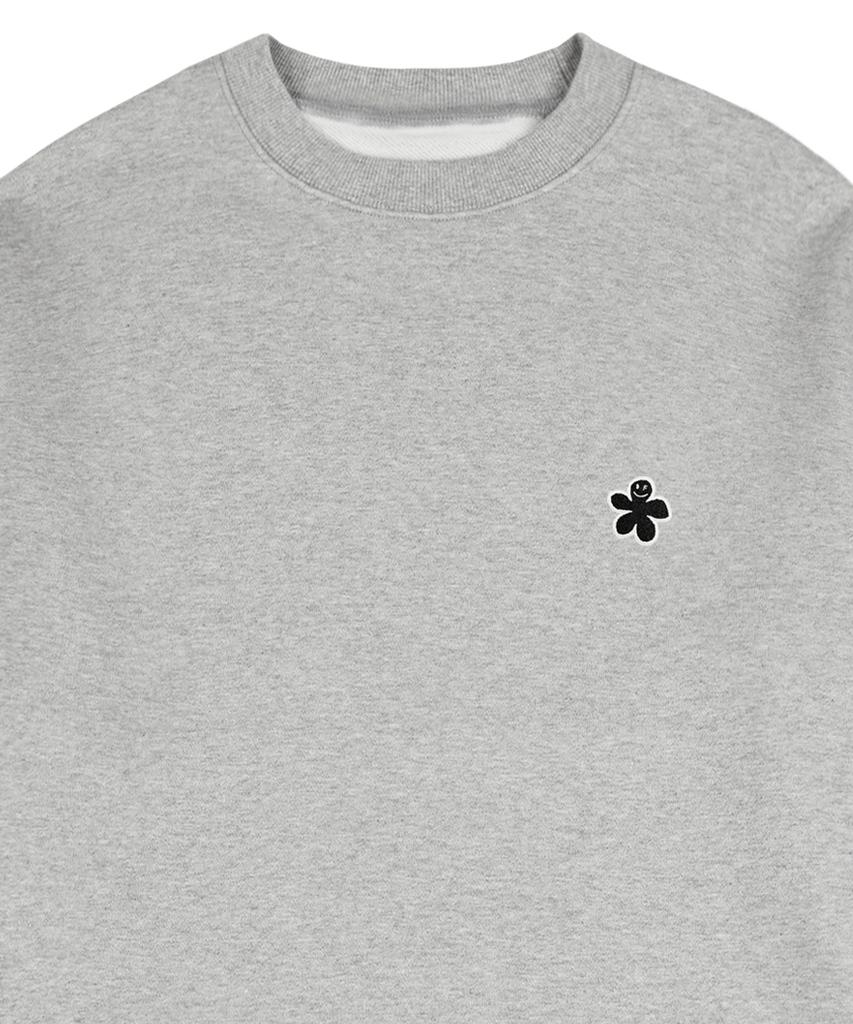 GRAVER [Unisex] Black Odd Flower Embroidered Sweatshirt_Gray