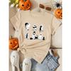 Ladies Halloween Ghost Pattern Casual T-shirt Black Cat Print Summer Sports Short Sleeve Vacation Pretend Fashion Women's Wear