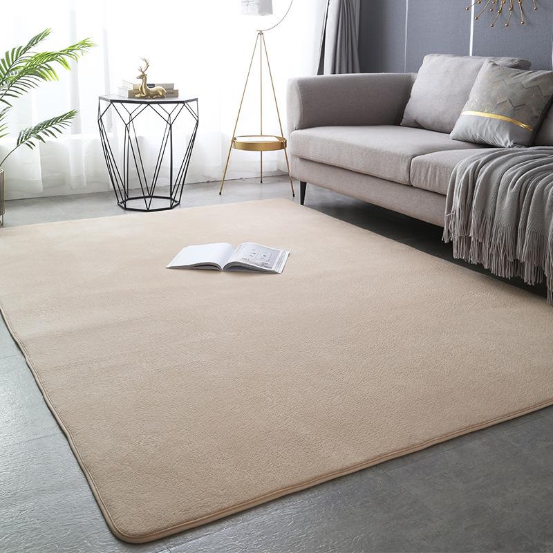 Solid Color Coral Fleece Carpet for Bedroom, Living Room, or Balcony - Full Coverage Mat for Bedside, Bay Window, or Coffee Table.