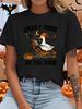 Men's Graphic T-shirt Cotton Crew Neck Cute Spooky Goose On The Loose Bike Pumpkin Halloween Art Print Graphic Ladies T Shirt Short Sl Unisex,gift,Top