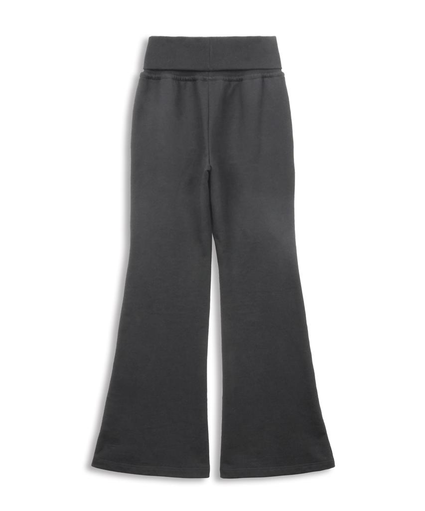 DOFFSEPT Rib Bootcut Sweat Pants In Charcoal