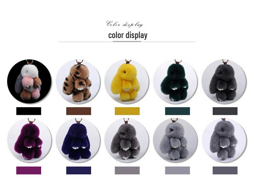 Breloc Pompom din Blană de Iepure Rex - Pandantiv Iepure Pluș Drăguț și Charm pentru Geantă