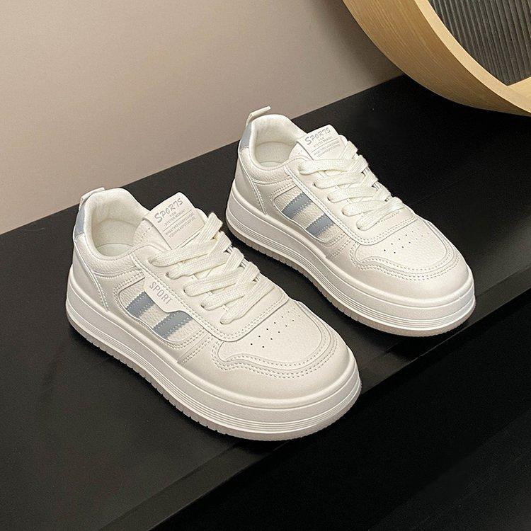 

Кожаные толстоподошвенные увеличивающие рост маленькие белые туфли женские туфли 2025 осень новые дышащие повседневные спортивные туфли универсальные кеды женские 40 серый