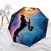 Saxophone Rain Themed Automatic Opening and Closing Umbrella, Brightly Colored 8-rib Portable Umbrella, Suitable for Men and Women, A Perfec