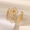 Flower Chunky Cuff Bangle Gold Color Open Cuff Bangle Flower Cuff Bangle  Party Accessories Gifts