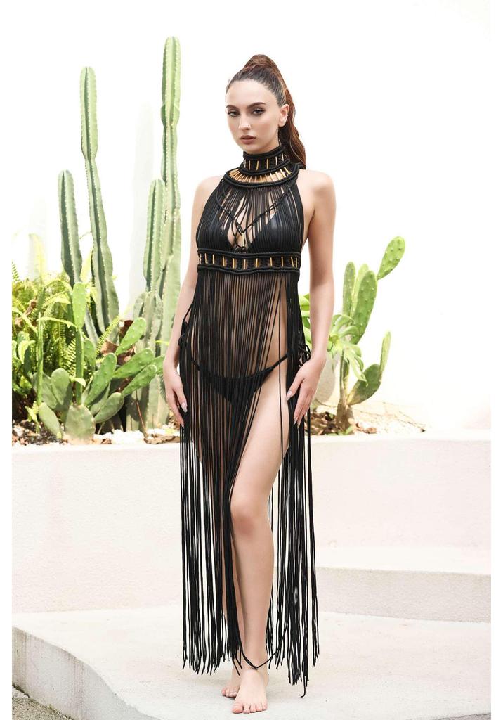 Hand-Woven Bohemian Tassel Skirt: Women's Sexy High-End Beach-Style Two-Piece Swimsuit
