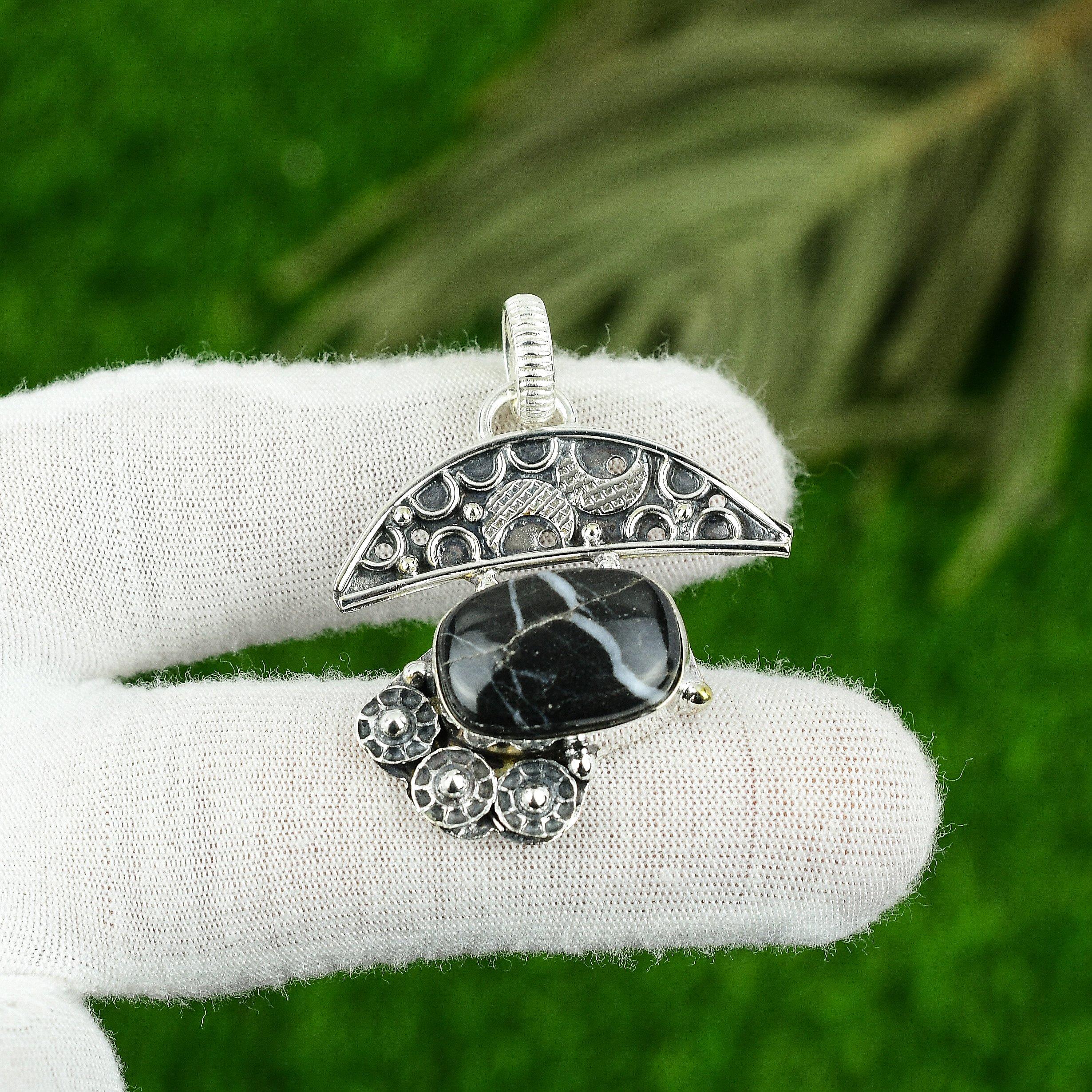 Zebra Jasper Stone Wedding Birthday Engagement Mother Pendant Sterling Silver