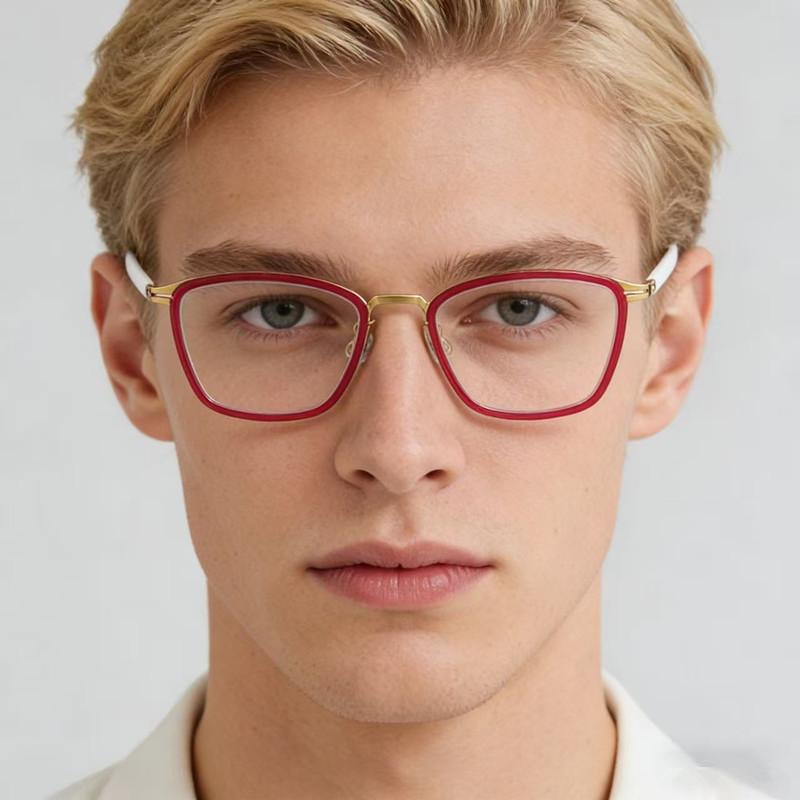 New Men's Square Titanium Screwless Glasses Frame Women Fashion Ultralight Brand Designer Eyewear Handmade Eyeglasses Spectacles