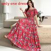 Bohemian Maxi Dress With Elastic Waist For Summer Beach Vacation And Artful Style