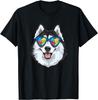 Husky Autism Awareness Puzzle Heart Sunglasses Graphic T-Shirt Men Casual Trip