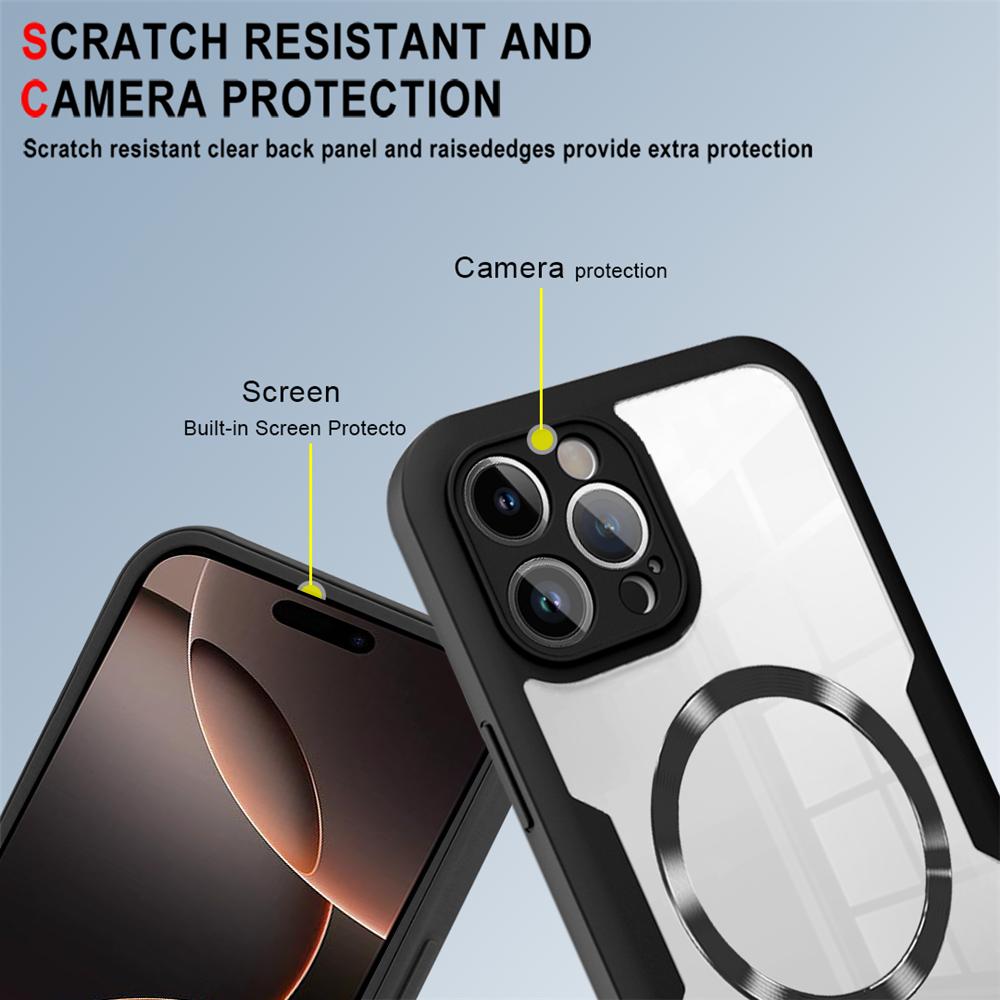 For Magsafe 360° Full Cover Phone Case For iPhone 16 15 13 11 14 12 Pro Max 16 15 Plus Funda Wireless Charging Shockproof Cover