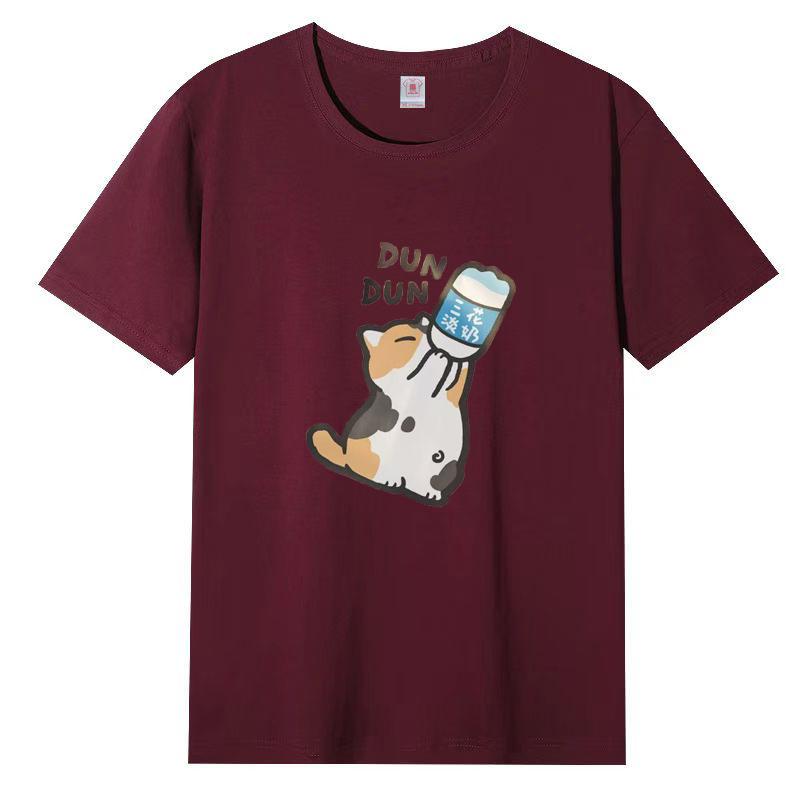 T-shirt a maniche corte da donna in cotone con stampa cartoon, top popolari a mezza manica, T-shirt estiva