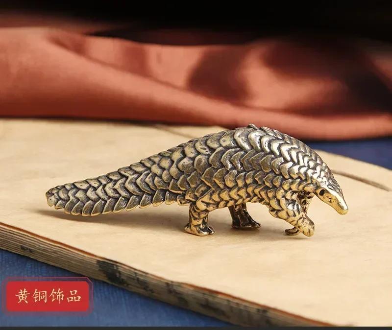 Miniatures Vintage Heavy Animal Ornament Statue Gifts Accessories Home Decor Creative Small Crafts Brass Pangolin Figurines